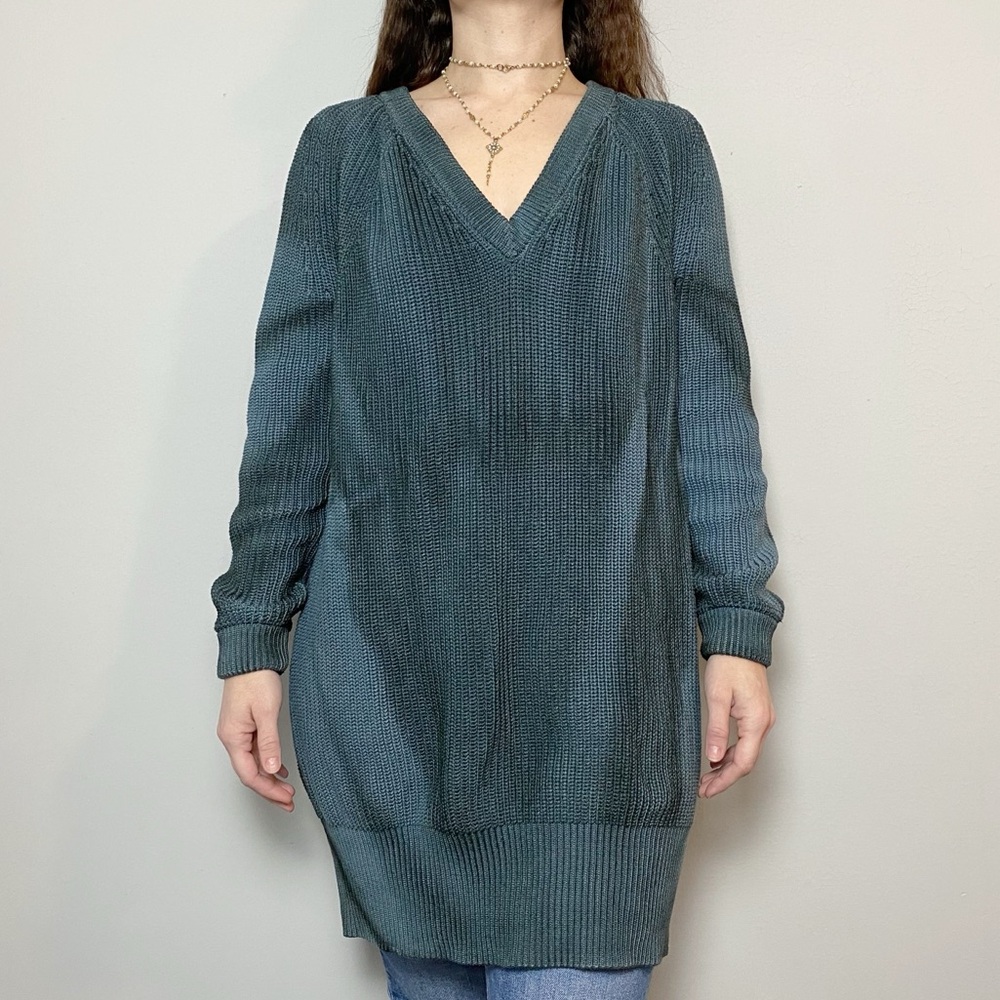 McQ Alexander McQueen Knit Tunic V-Neck Sweater Dress